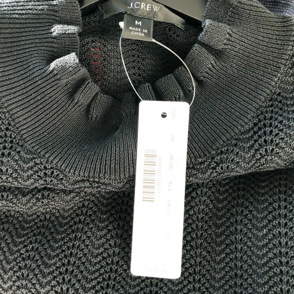 J.Crew Pointelle Ruffle Mock Neck Sweater